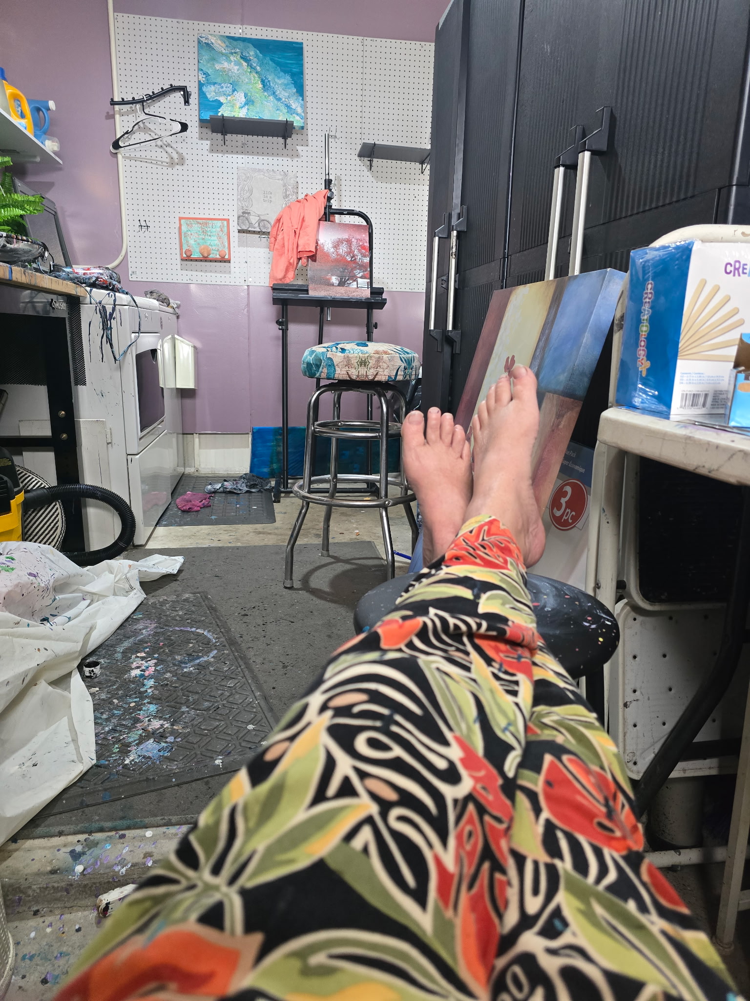 The artist in her studio